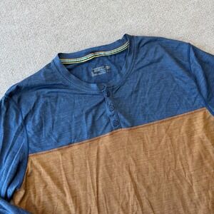 Smartwool Men Long Sleeve Colorblock Henley Blue Orange Men's Sz XL